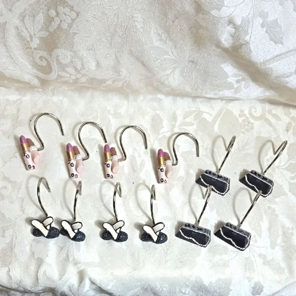 Chic Fashion Lipstick Shoes And Purse Shower Curtain Hangers